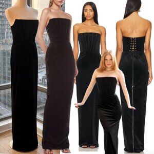 🆕 BRONX & BANCO 🧿 NWOT Florentina Corset Gown, Black Velvet, Sz L US 8